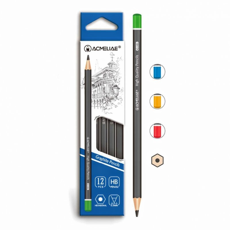 Acmeliae HB Matt Black Color Body Graphite Pencil (12pcs/Box) - Image 3